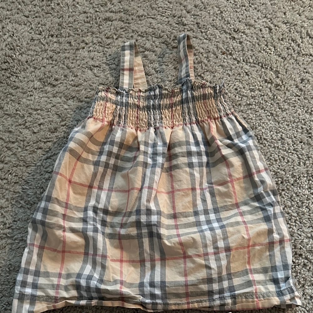 Burberry Kids Dress in Beige and Gray Check